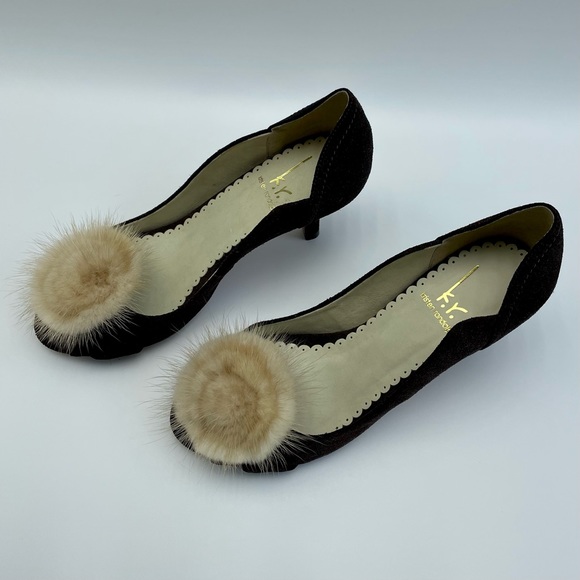 Kristen Randolph Chocolate Suede Leather Heels Size 7 - Picture 7 of 15